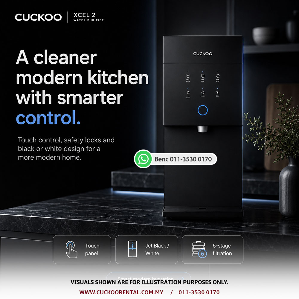 CUCKOO Xcel 2 modern kitchen touch control water purifier Malaysia